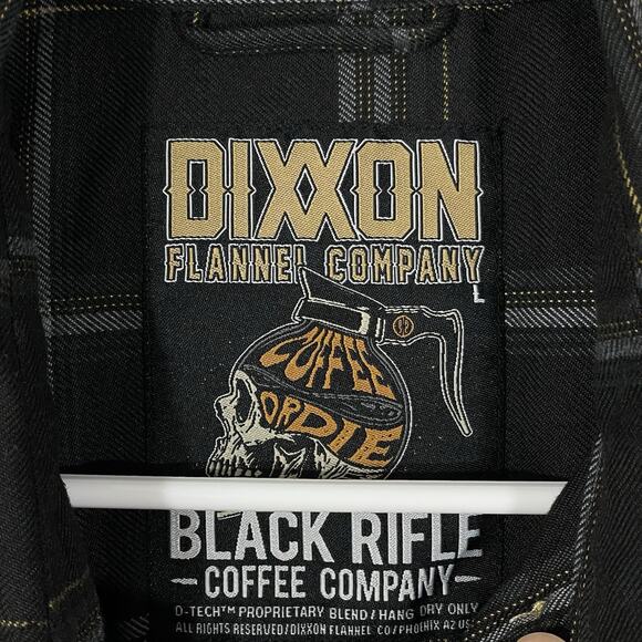 Dixxon Flannel Shirt Black Rifle Coffee Company Mens Large Black Plaid BRCC - Picture 2 of 7